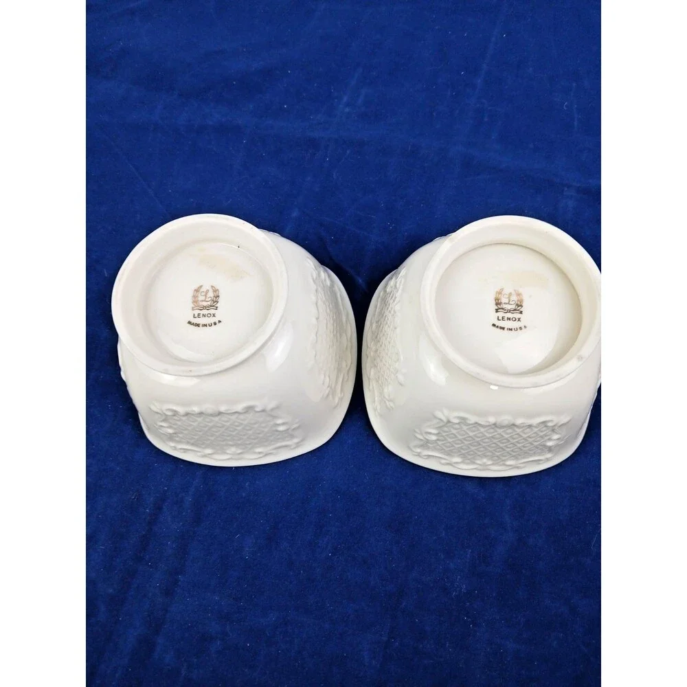 Lenox Canterbury Candy Dish Set Ivory Cream Gold Trim Porcelain